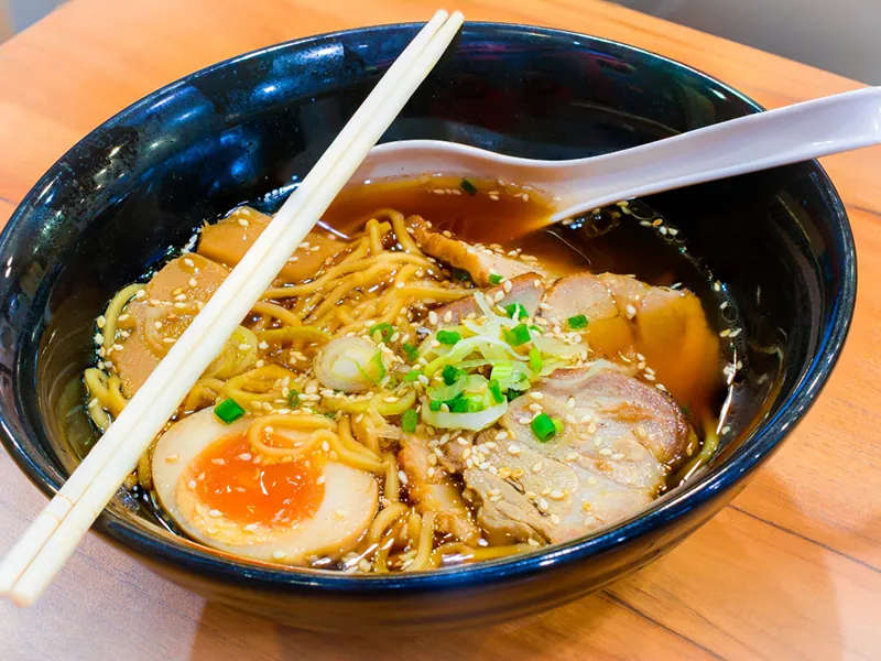 Soy sauce ramen with chashu, soft-boiled egg and sesame at Sushi Feast AYCE, a Japanese Restaurant in Ocala